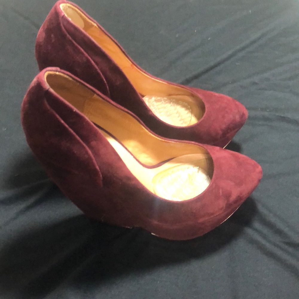 Maroon Suede platforms